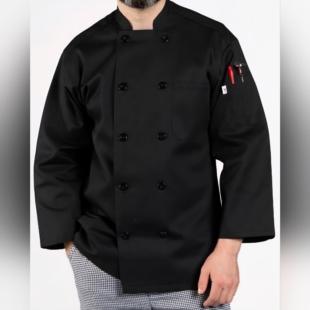 Uncommon Threads Black Three-Quarter Sleeve Chef Coat #0410 NWOT